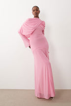 Leila Draped Mesh Maxi Dress