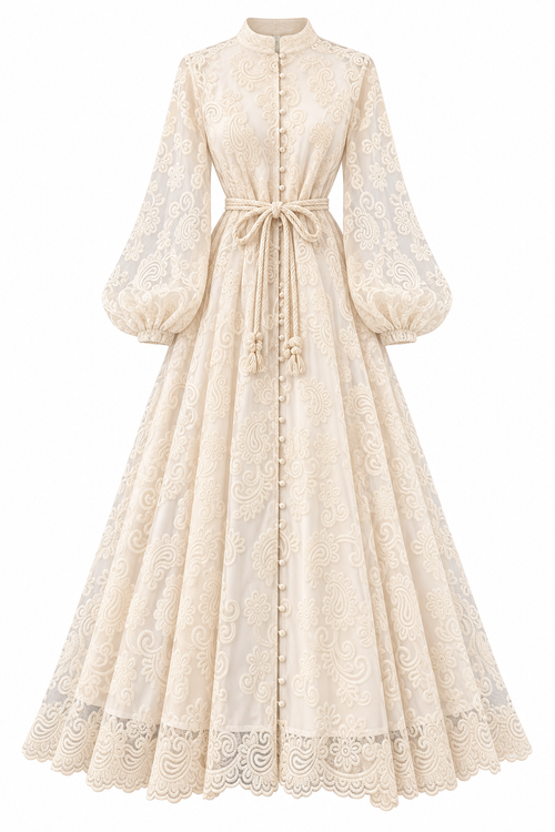 Amira Lace Long Sleeve Flowy Maxi Dress
