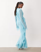Raya Cowl Ruffle Chiffon Maxi Dress