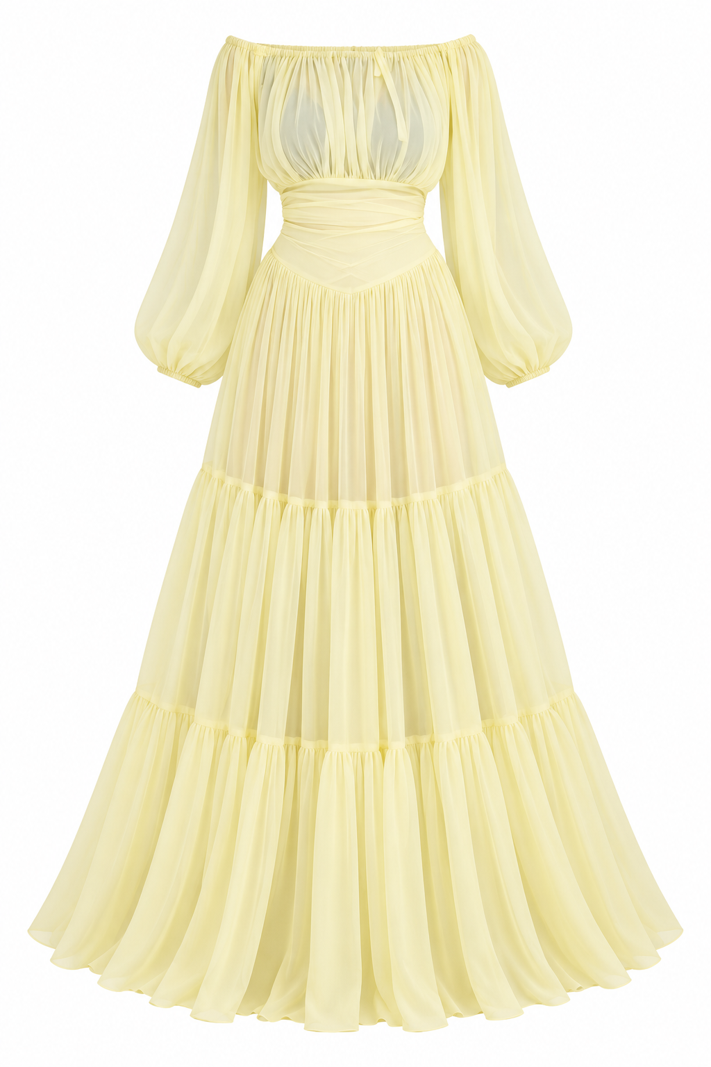 Sara Off Shoulder Layered Ruffle Maxi Dress