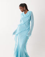 Raya Cowl Ruffle Chiffon Maxi Dress
