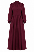Aisha Button Front Puff‑Sleeve Maxi Dress
