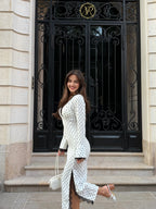 Mia Polka‑Dot Lace Trim Midi Dress