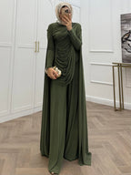 Zahra Draped Cape Trouser Two‑Piece Set