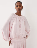 Zuri Tie‑neck Blouse And Maxi Skirt Set