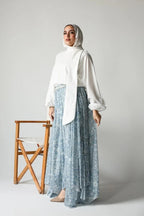 Fatima Draped Top Printed Maxi‑Skirt Suit