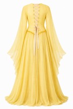 Amina Corset Beaded Bell‑Sleeve Maxi Dress