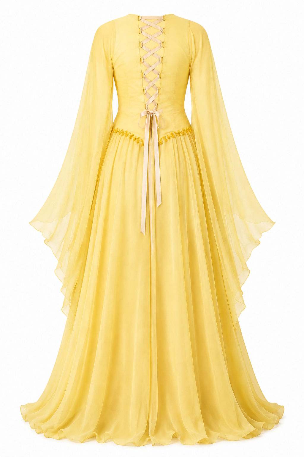 Amina Corset Beaded Bell‑Sleeve Maxi Dress