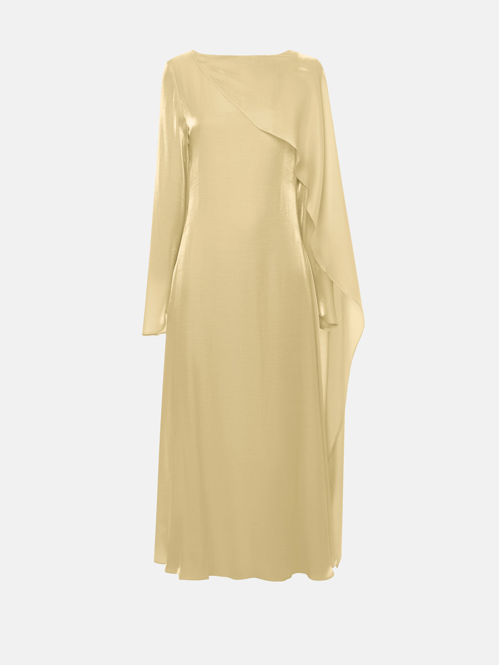 Nadia Draped Cape Satin Maxi Dress