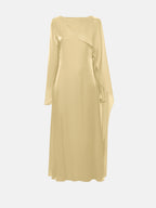 Nadia Draped Cape Satin Maxi Dress