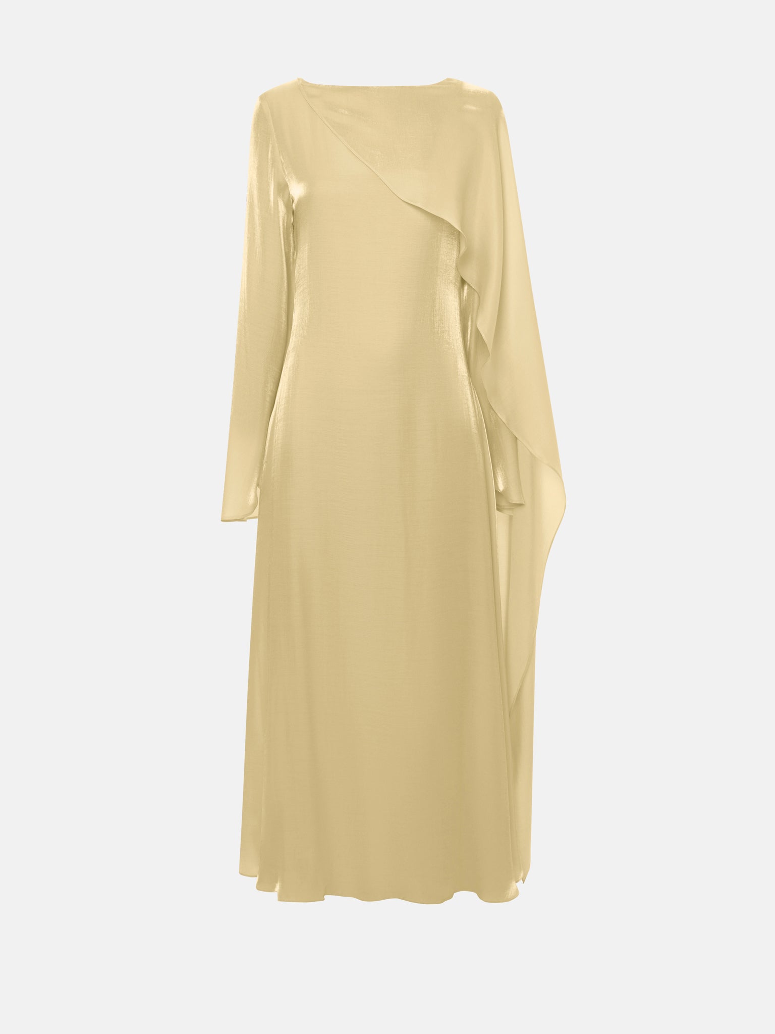 Nadia Draped Cape Satin Maxi Dress