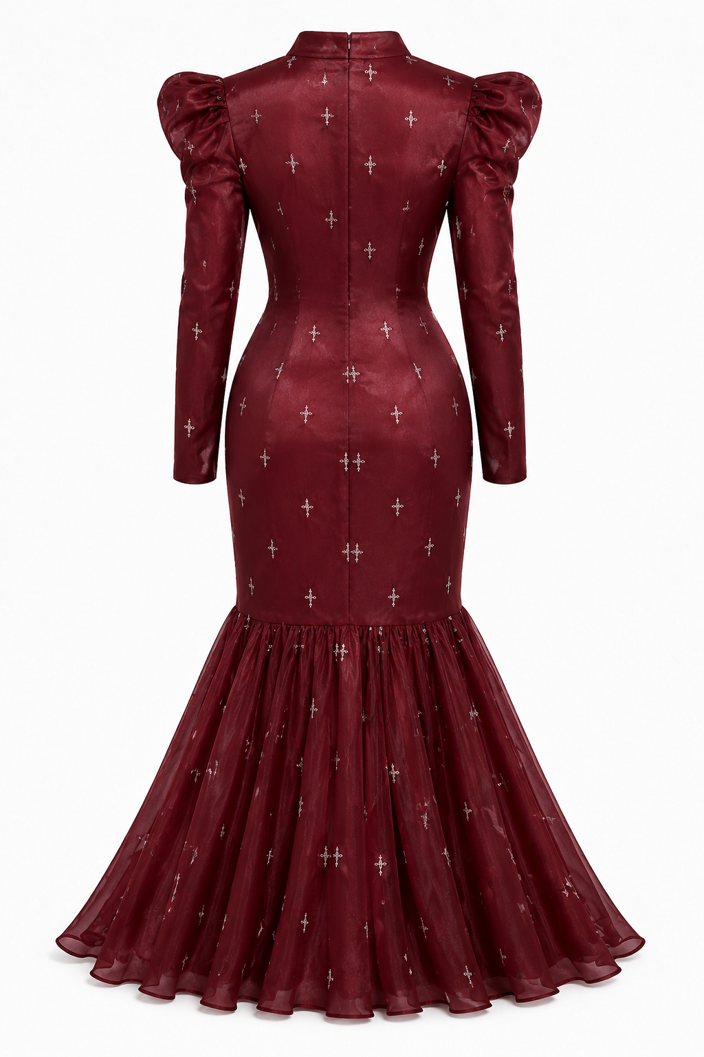 Serena Beaded Mermaid Tie‑Neck Maxi Dress