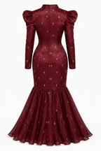 Serena Beaded Mermaid Tie‑Neck Maxi Dress