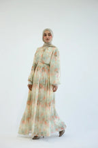 LORELEI FLORAL PRINT BELTED MAXI DRESS