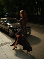 Nora Collared Floral Button‑Front Maxi Dress