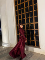 Noura Lace Hooded Satin Maxi Outfit