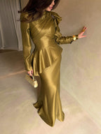 Aisha Bow‑Accent Peplum Mermaid Set