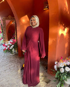 Nadia Twist Long Sleeve Maxi Dress-Red