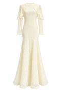 Layla Lace Cape Sleeve Mermaid Maxi Dress-Apricot