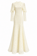 Layla Lace Cape Sleeve Mermaid Maxi Dress-Apricot