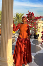 Mariam Color‑Block Raglan Sleeve Maxi Dress