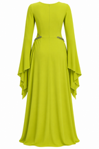 Samira Beaded Flare‑Sleeve Maxi Dress