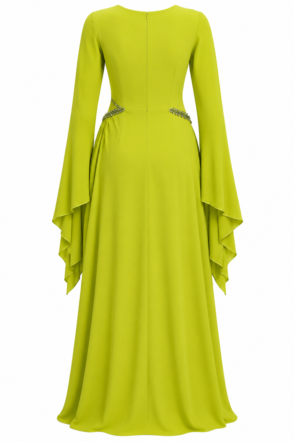 Samira Beaded Flare‑Sleeve Maxi Dress