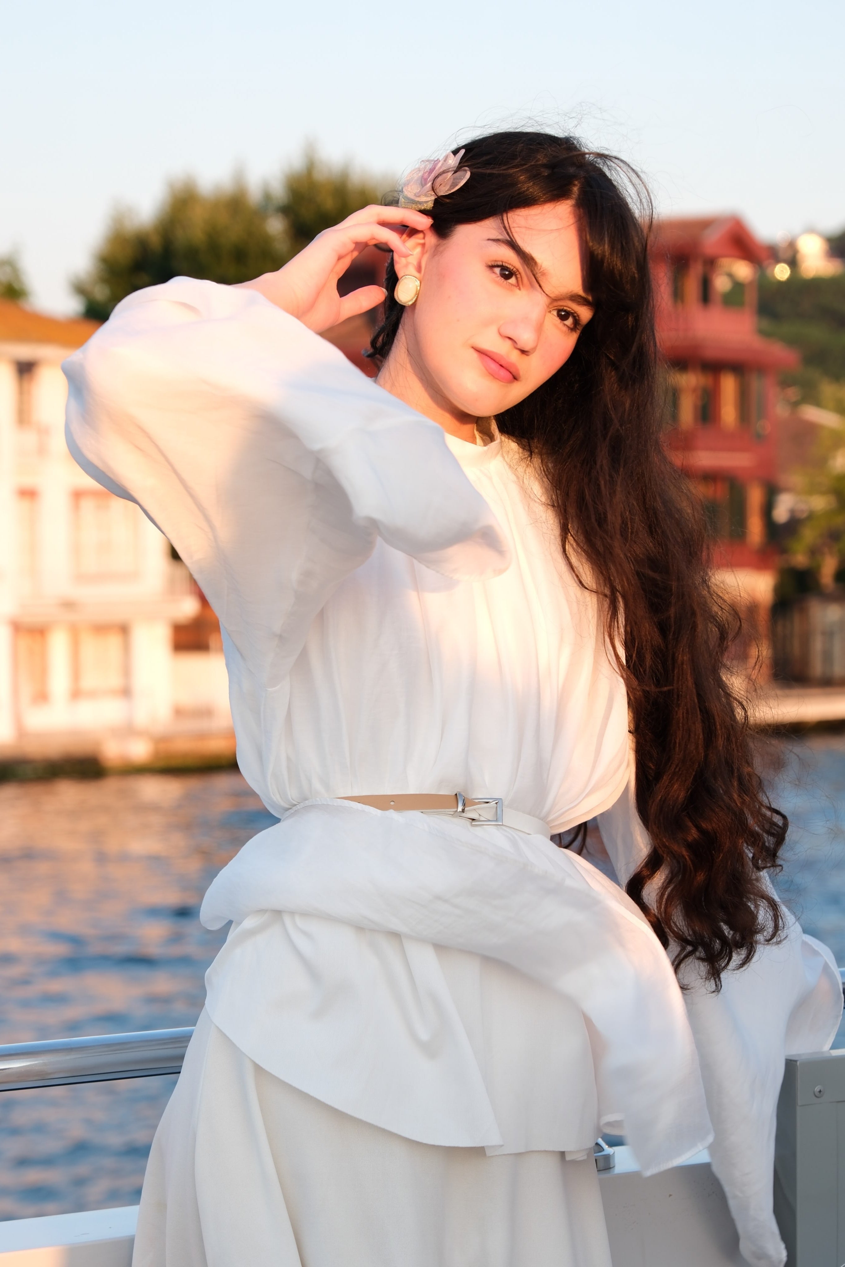Clara Wide‑Sleeve Belted Two‑Piece Outfit