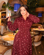 Rania Collared Ditsy‑Floral Button Maxi Dress