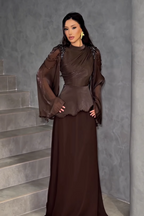Farah Beaded Peplum Maxi Set