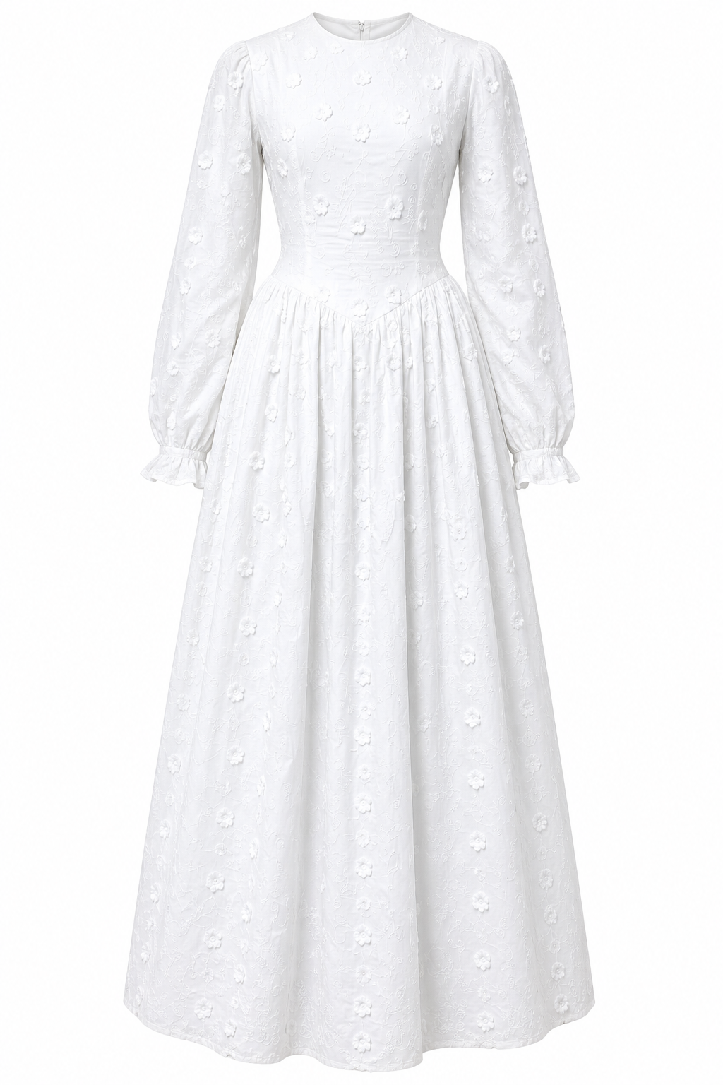 Sara 3D Floral Embroidered Maxi Dress