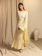 Nadia Draped Cape Satin Maxi Dress