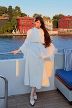 Clara Wide‑Sleeve Belted Two‑Piece Outfit