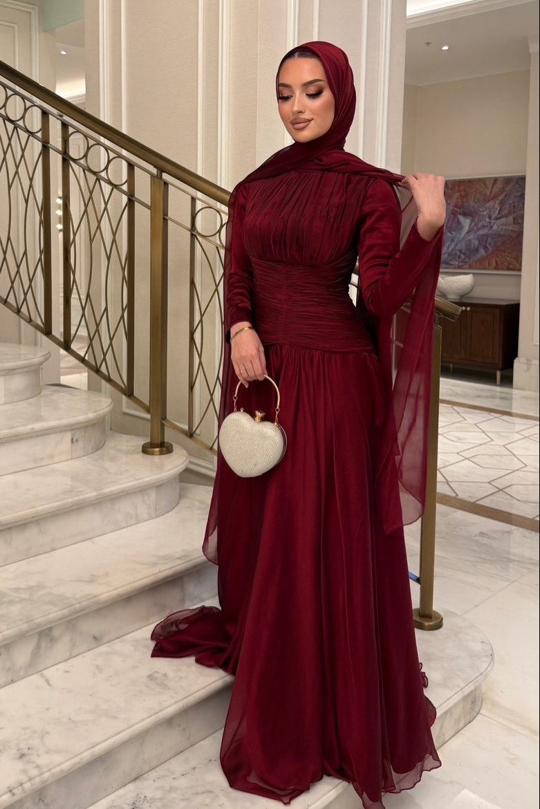 Aisha Ruched Chiffon Maxi Dress