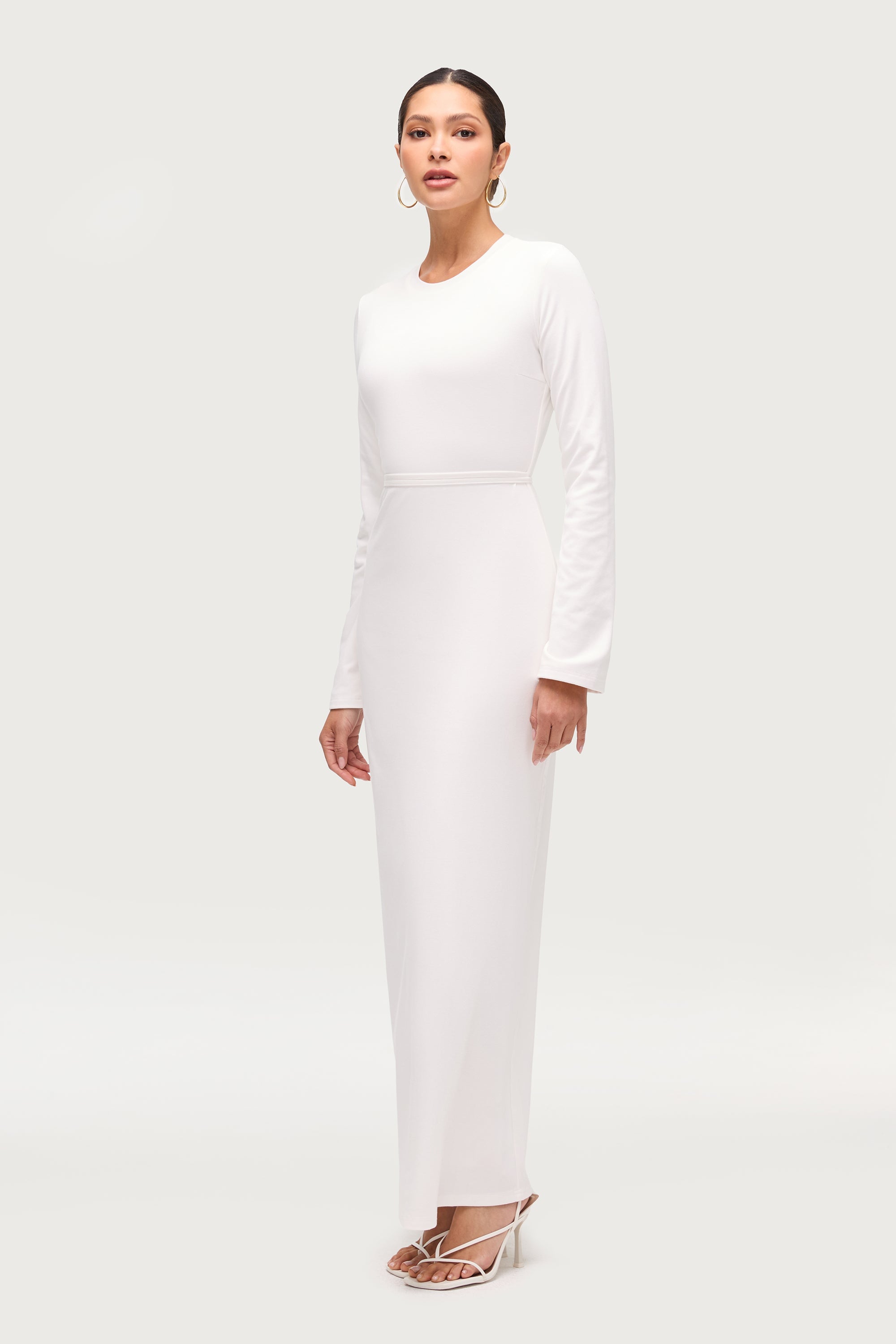 Ribbed Cotton Maxi Dress - White