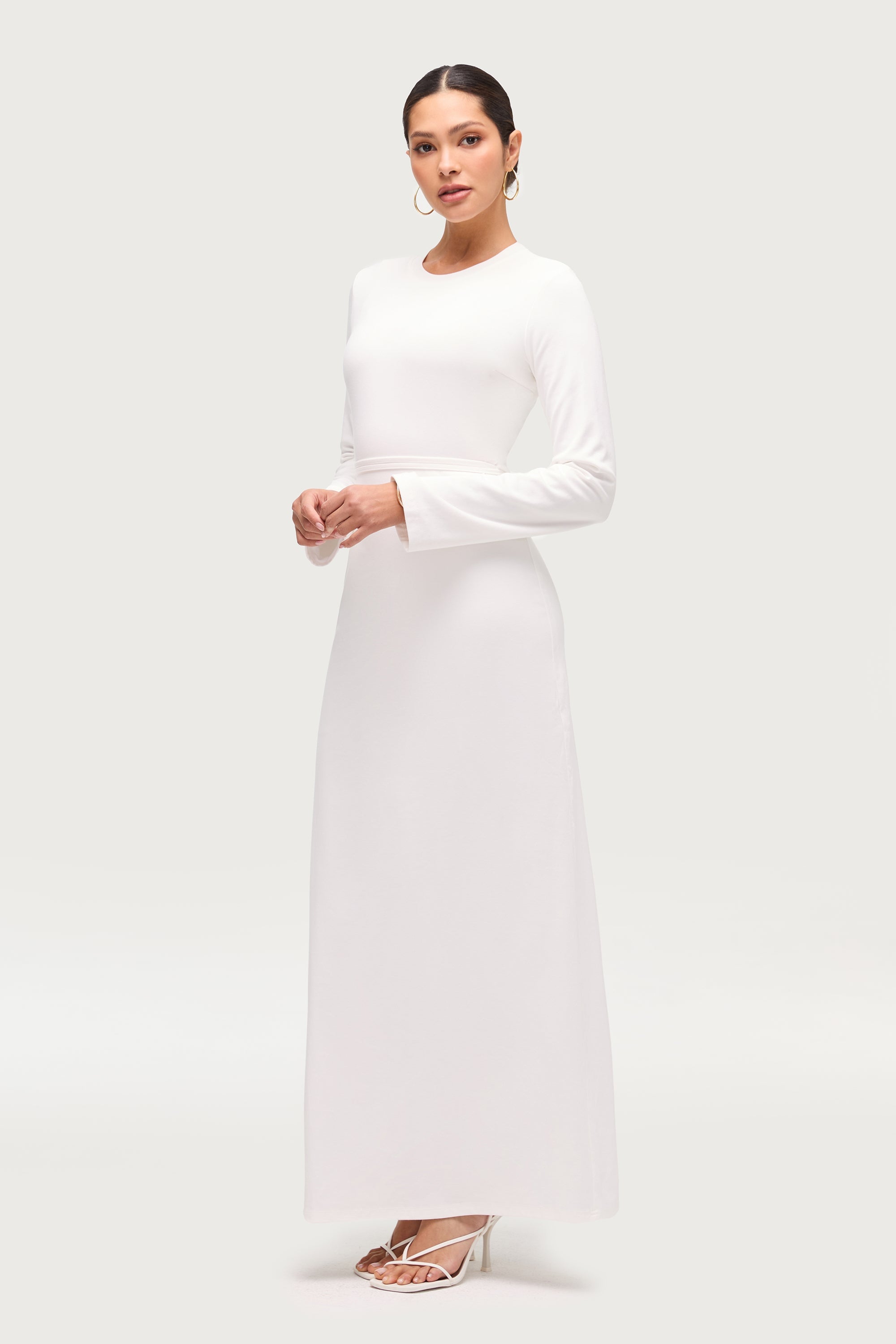 Ribbed Cotton Maxi Dress - White