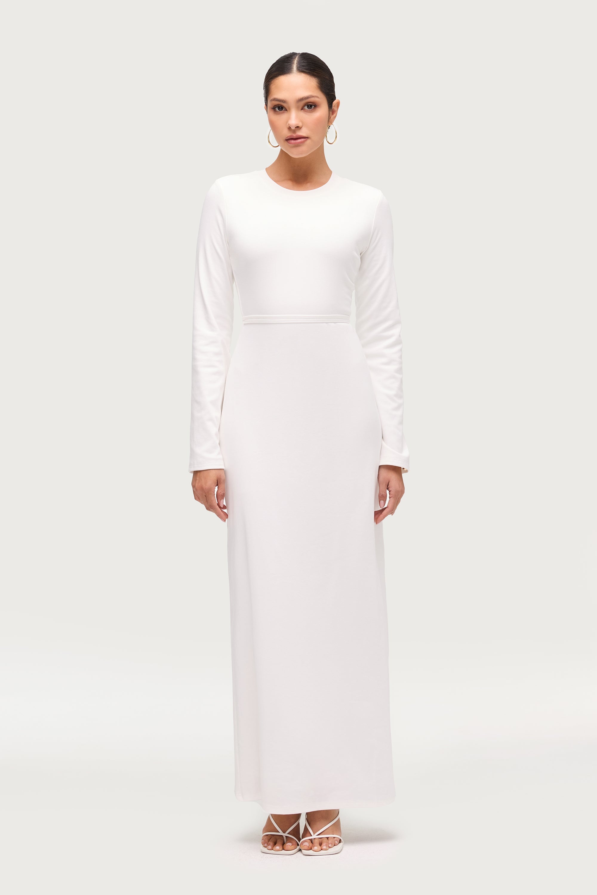 Ribbed Cotton Maxi Dress - White