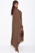 Khadija Ruffle Cuff Oversized Midi Kaftan-Brown