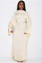 Yasmin Floral Lace Panel Satin Maxi Dress