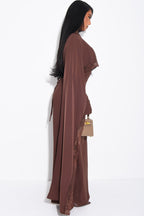 Rania Scalloped Lace Cape Sleeve Maxi Dress