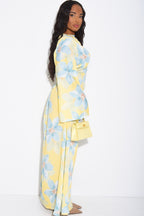Lila Large Floral Flare Sleeve Maxi Dress-Yellow