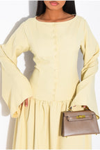 Mona Button Front Flare Sleeve Maxi Dress