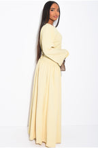 Mona Button Front Flare Sleeve Maxi Dress
