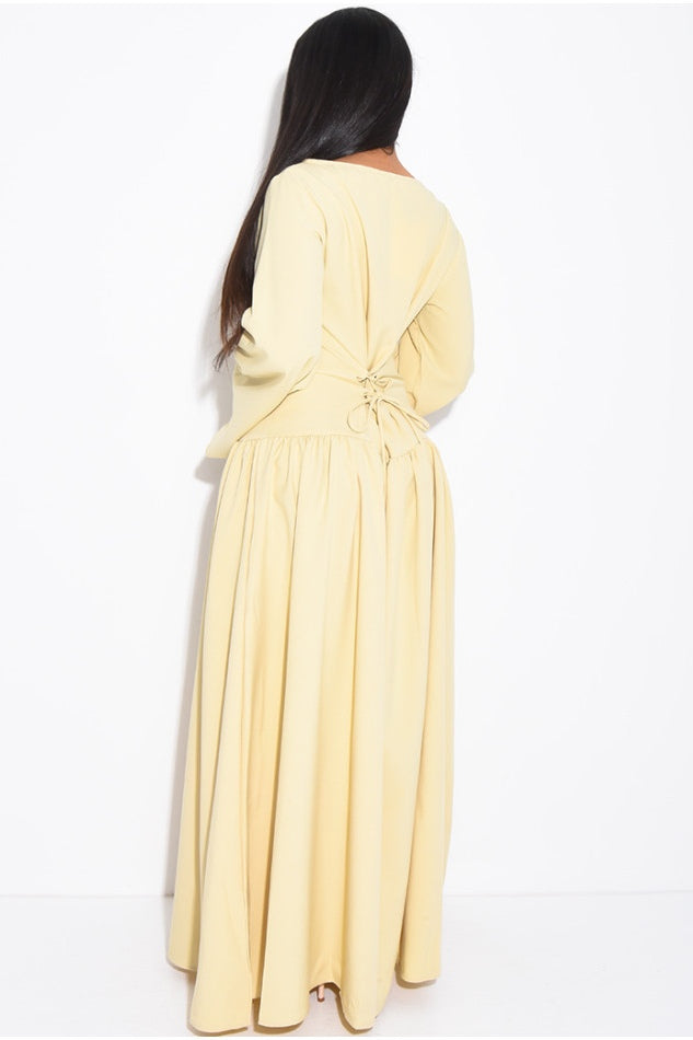 Mona Button Front Flare Sleeve Maxi Dress