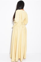 Mona Button Front Flare Sleeve Maxi Dress