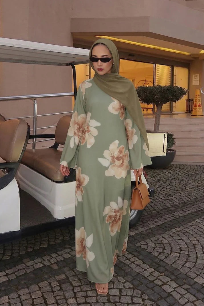 Bloom Floral Maxi Dress-Green