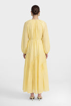 Amara Tie Neck Ruffled Maxi Dress-Yellow