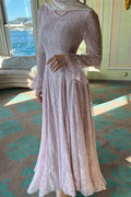 Lace Texture Flared Cuff Maxi Dress