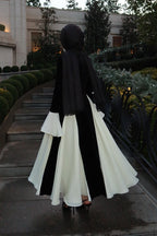 Velvet Contrast Godet Pleated Maxi Dress