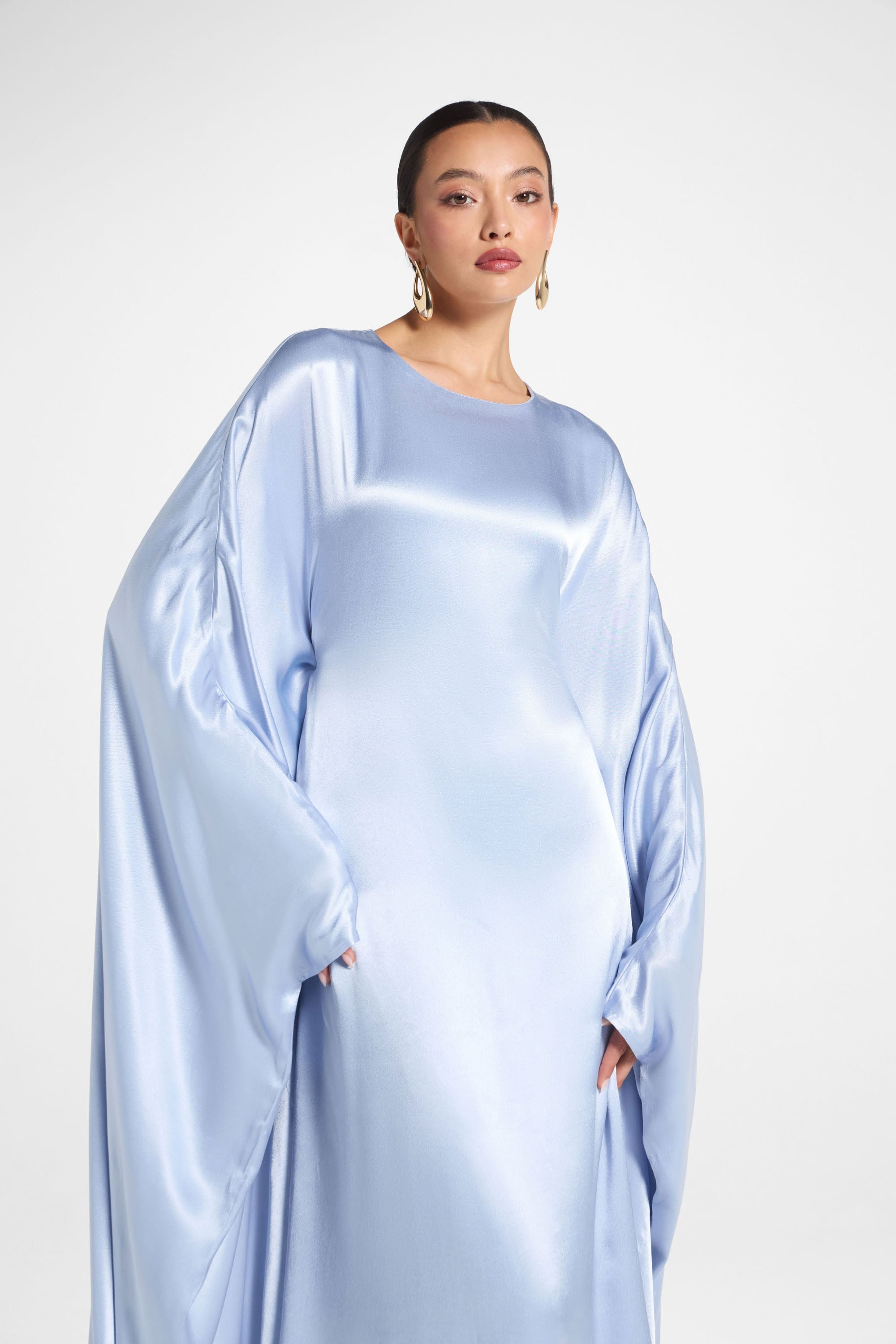 Selene Silk Butterfly Maxi Dress - Pastel Blue